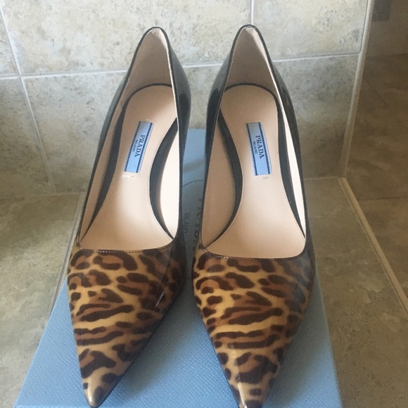 Prada leopard Black Patent kitten heel shoes - Picture 1 of 6